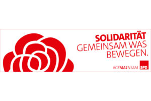 SPD-Logo mit Text: Solidarität. Gemeinsam was bewegen.