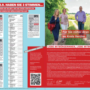 Bild mit Spitzenkandidaten und Erläuterung des Wählens