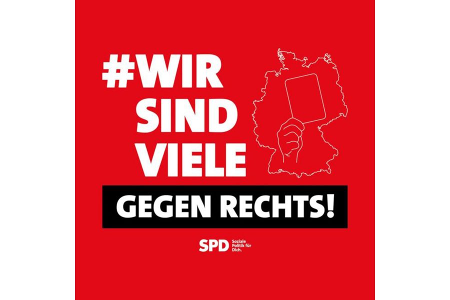 Text "Wir sind viele gegen rechts