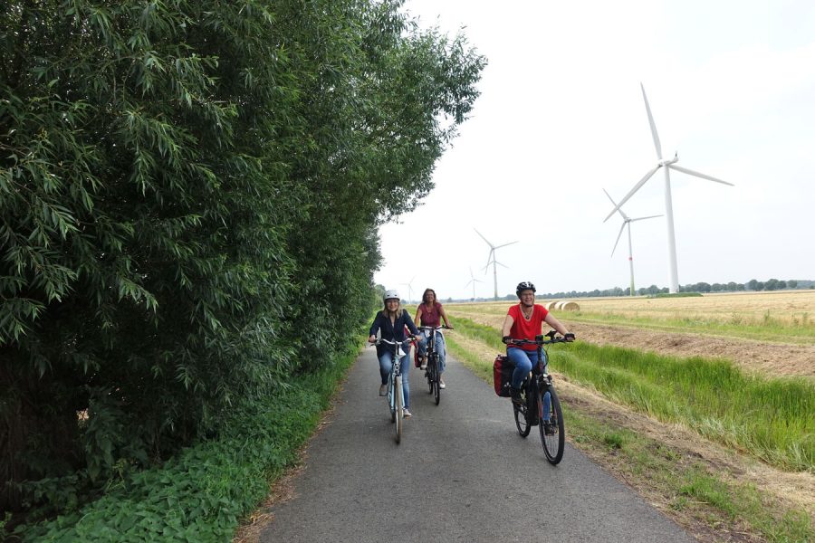 Drei Fahrradfahrer*innen